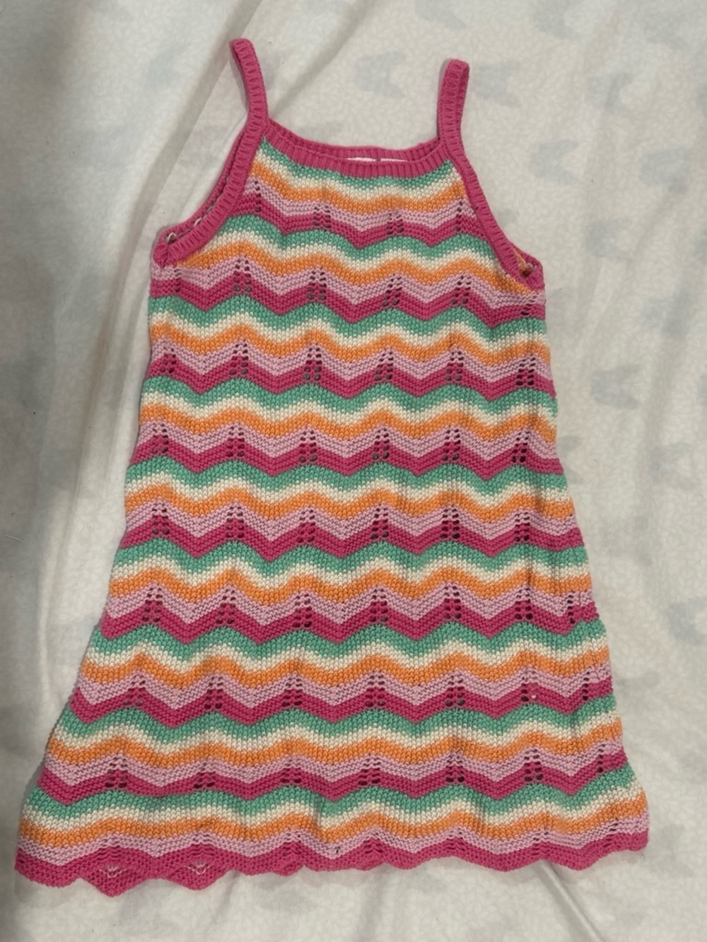 Zara Girls Chevron Knit Sundress - Pink, Green, Yellow, Peach